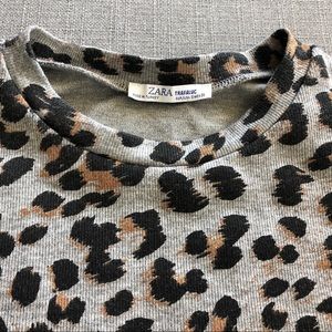 • Grey Animal Print Sweater Dress •